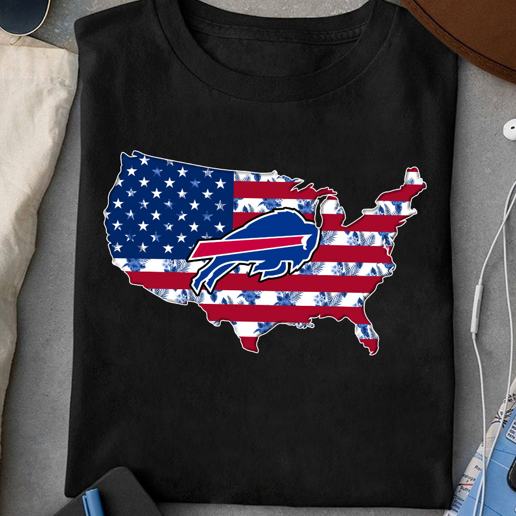 American Map Flag Hibiscus Shirt - BFLB