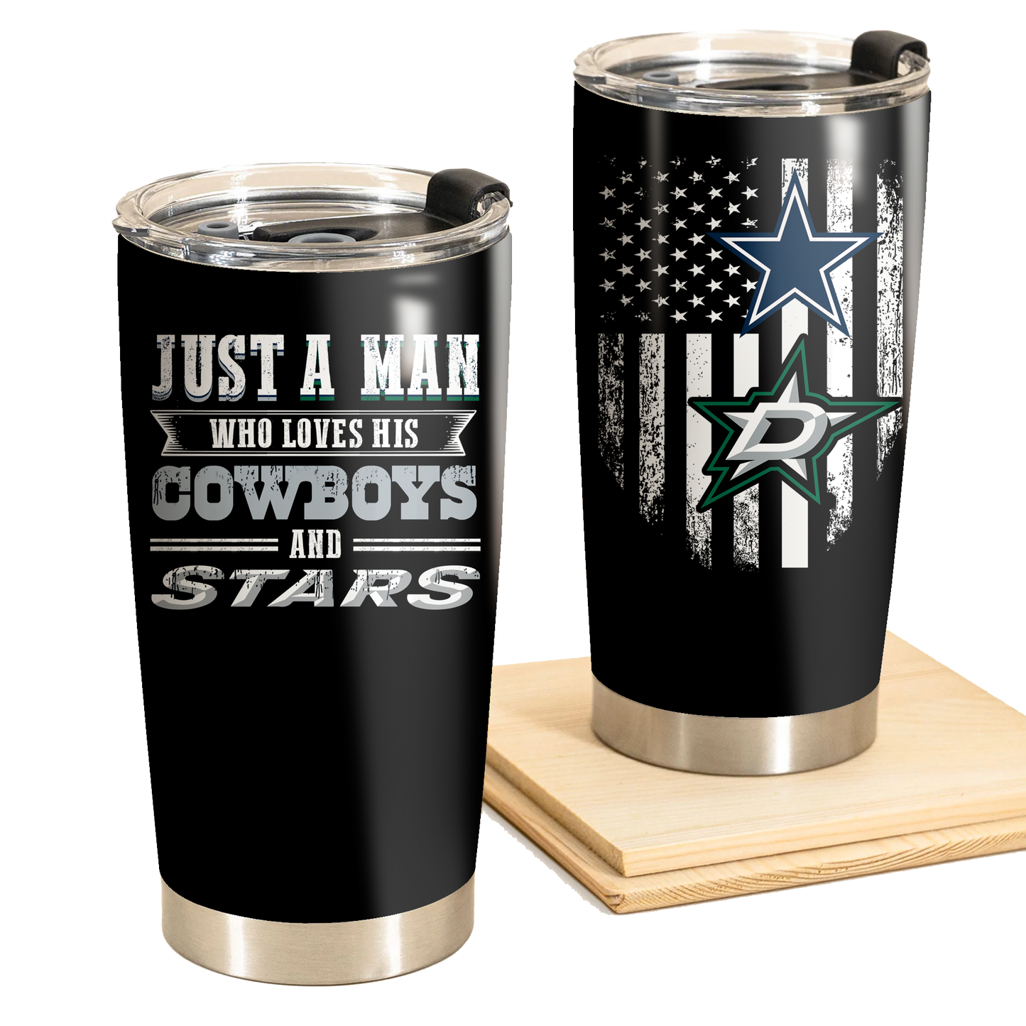 Just A Man Who Loves His Dallas Hockey And Football Tumbler