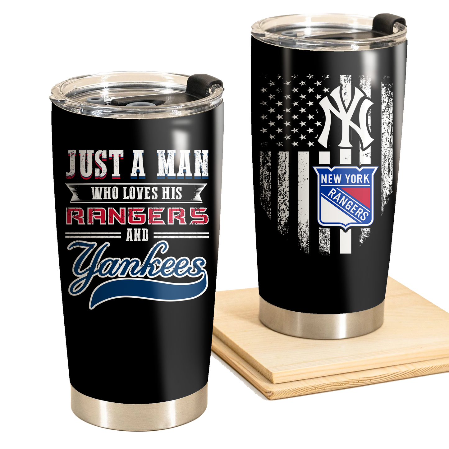 Just A Man Who Loves His New York Hockey And Baseball Tumbler