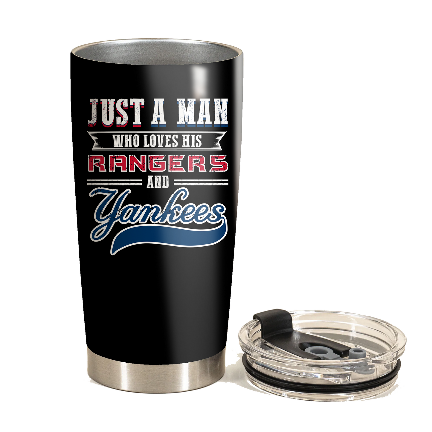 Just A Man Who Loves His New York Hockey And Baseball Tumbler