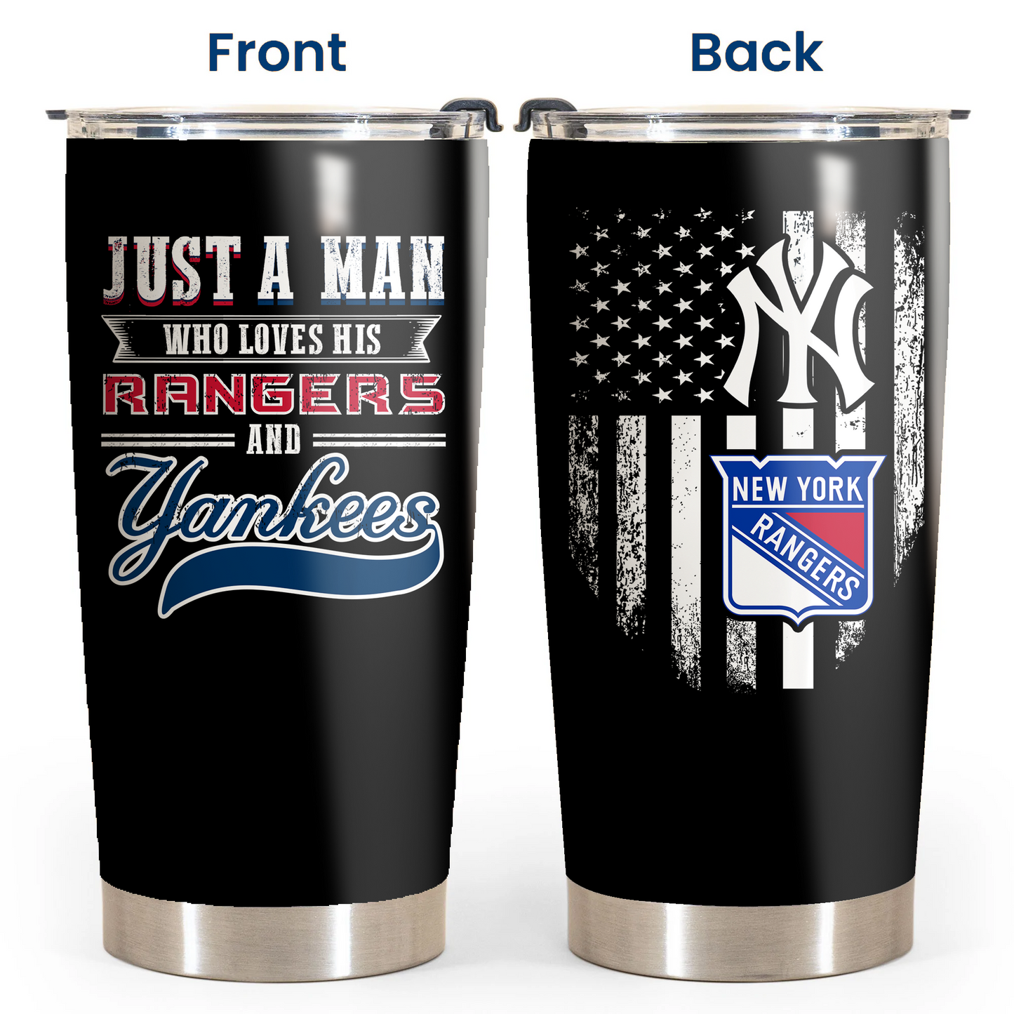 Just A Man Who Loves His New York Hockey And Baseball Tumbler