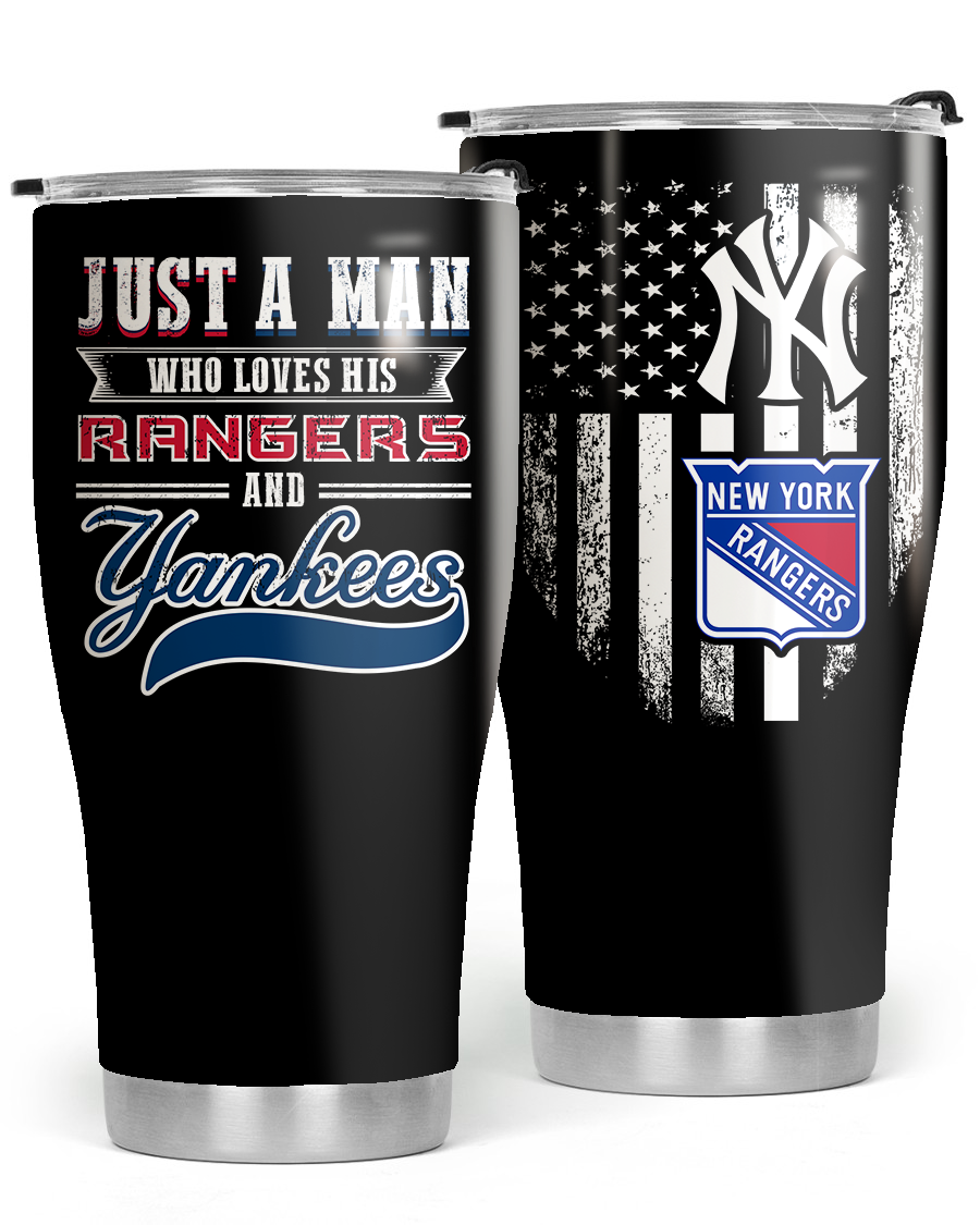Just A Man Who Loves His New York Hockey And Baseball Tumbler