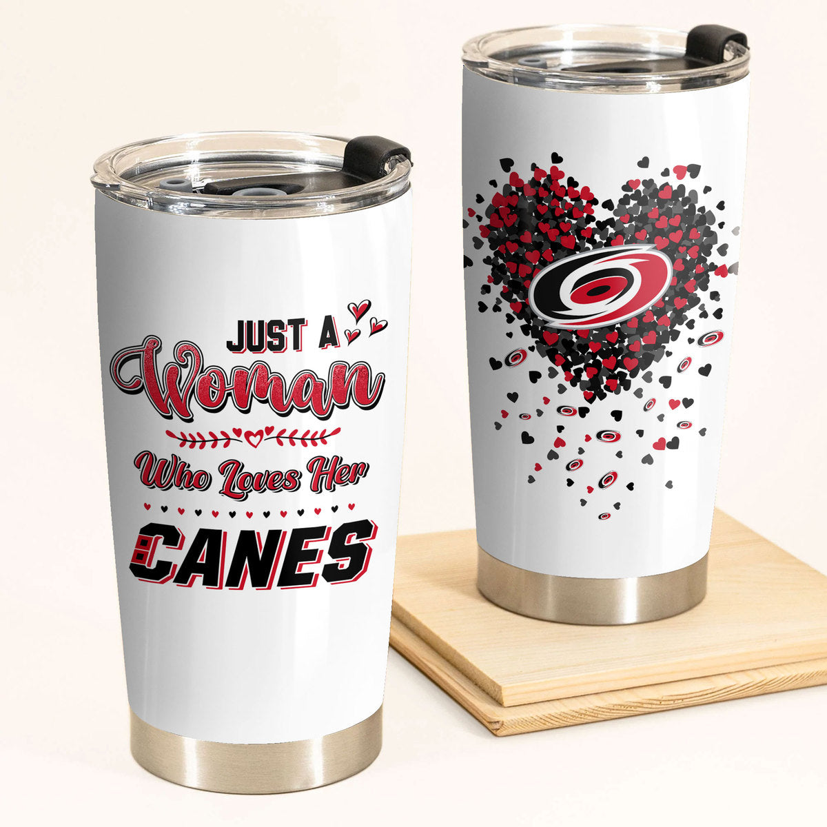 Just A Woman Who Loves Her Carolina Hockey Tumbler