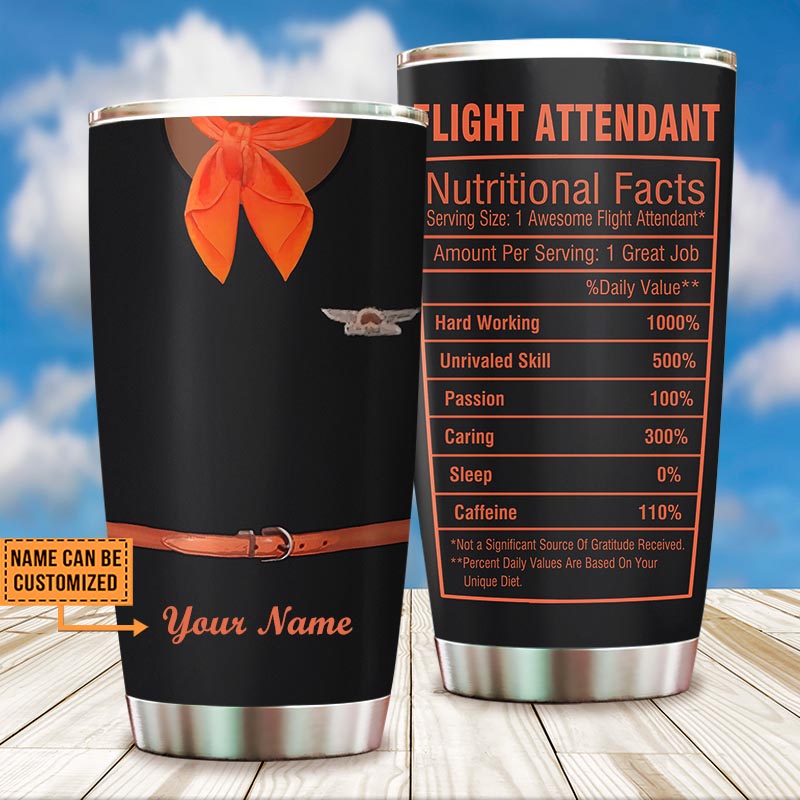 Personalized Flight Attendant Nutritional Facts Tumbler