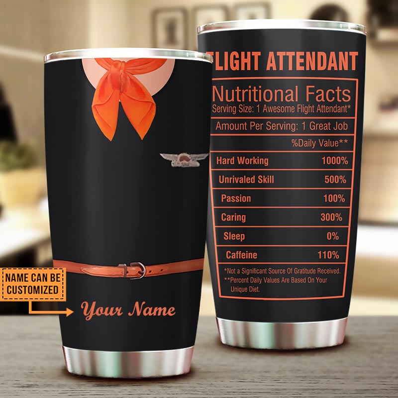 Personalized Flight Attendant Nutritional Facts Tumbler