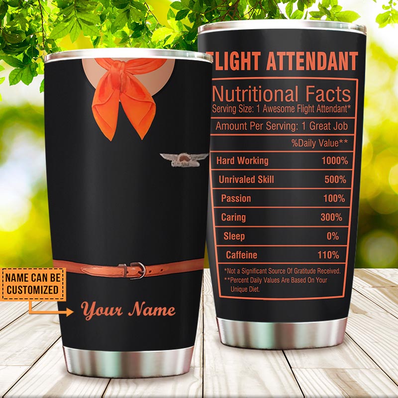 Personalized Flight Attendant Nutritional Facts Tumbler