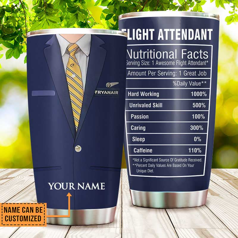 Personalized Flight Attendant Nutritional Facts Tumbler