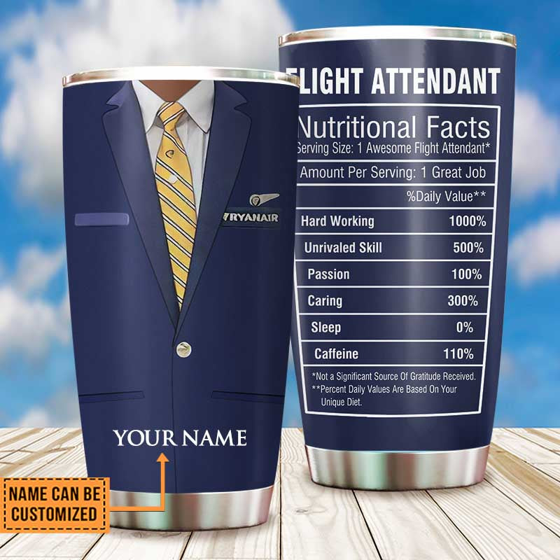 Personalized Flight Attendant Nutritional Facts Tumbler