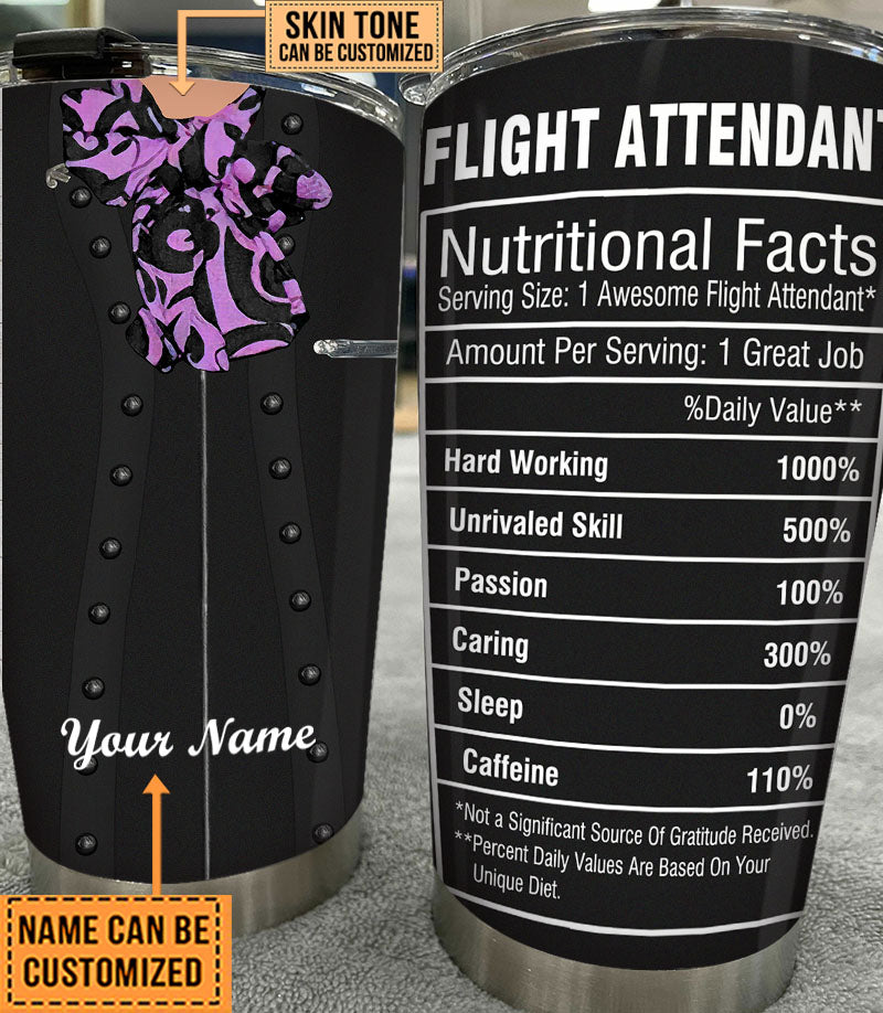 Personalized Flight Attendant Nutritional Facts Tumbler
