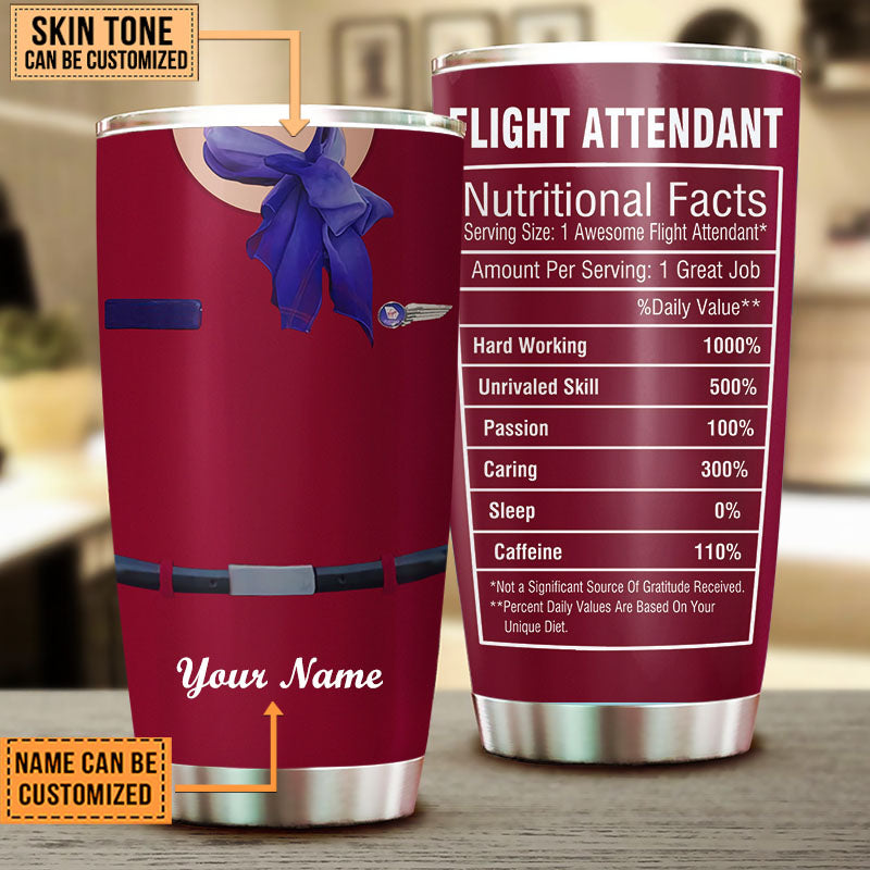 Personalized Flight Attendant Nutritional Facts Tumbler