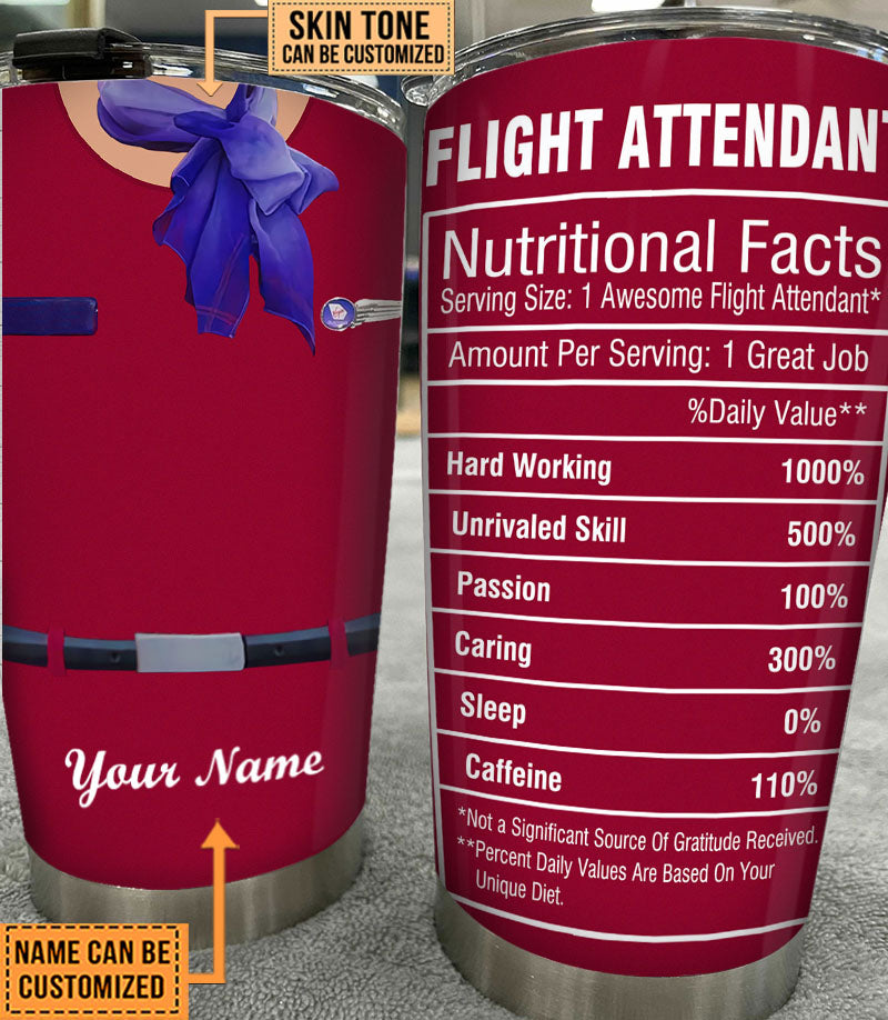 Personalized Flight Attendant Nutritional Facts Tumbler