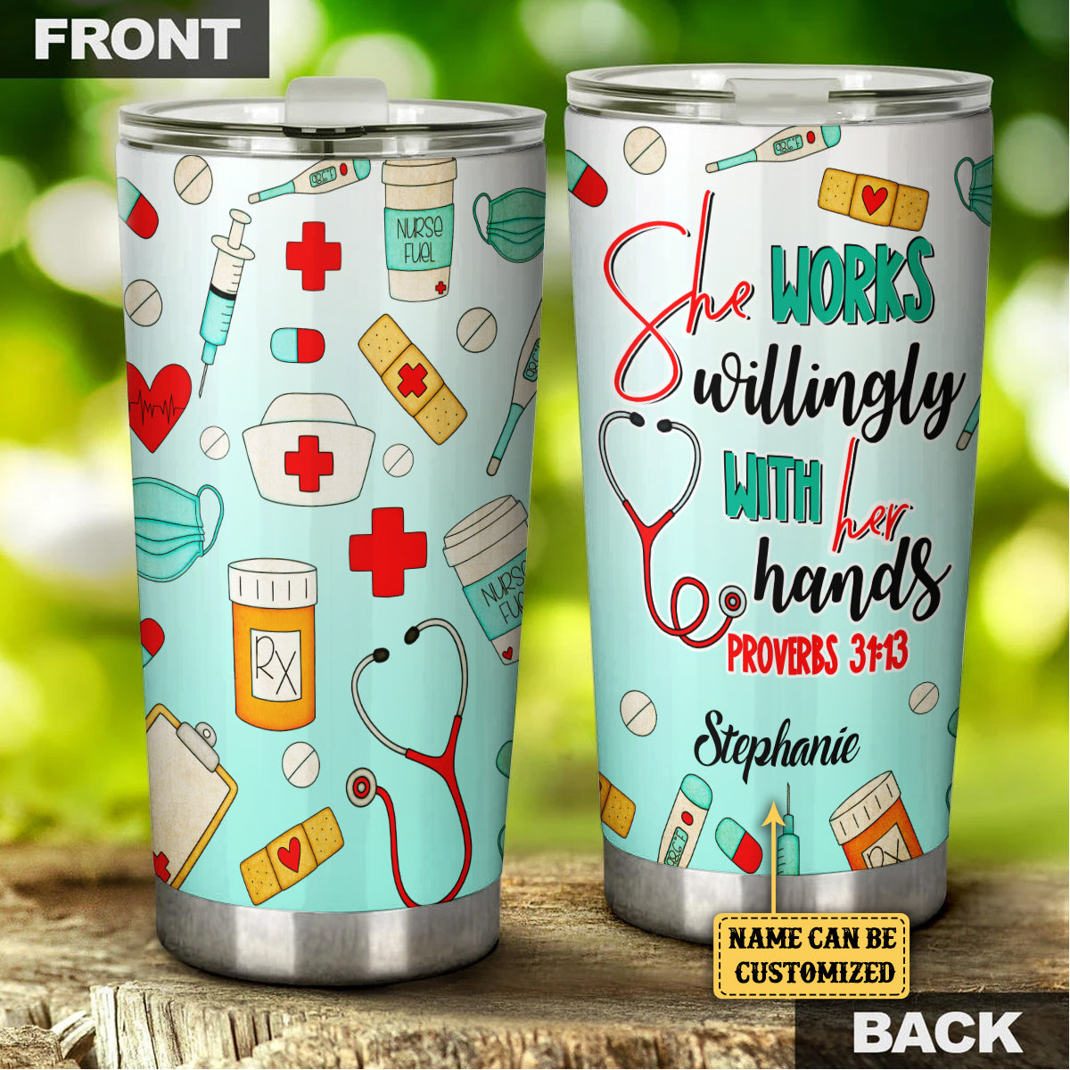 Personalized Nurse She Works Willingly With Her Hands Tumbler
