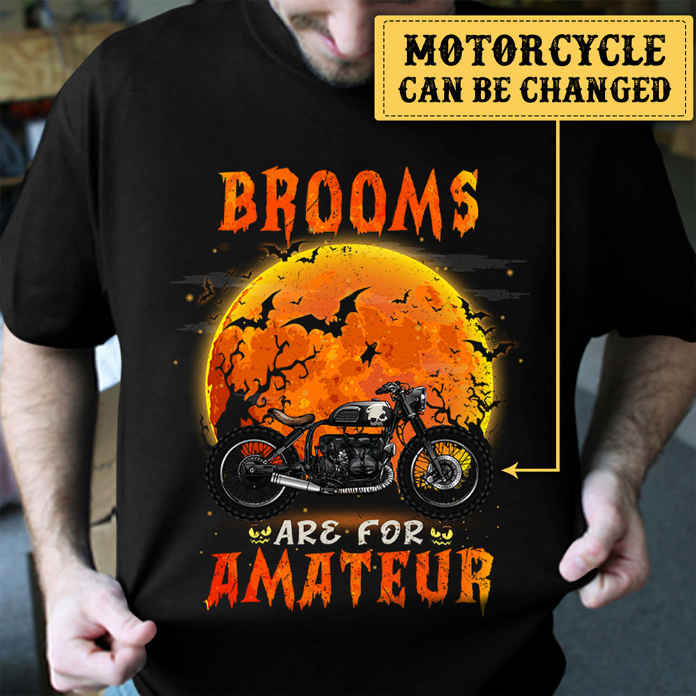 Personalized Brooms Are For Amateur Motorcycle Halloween Shirt