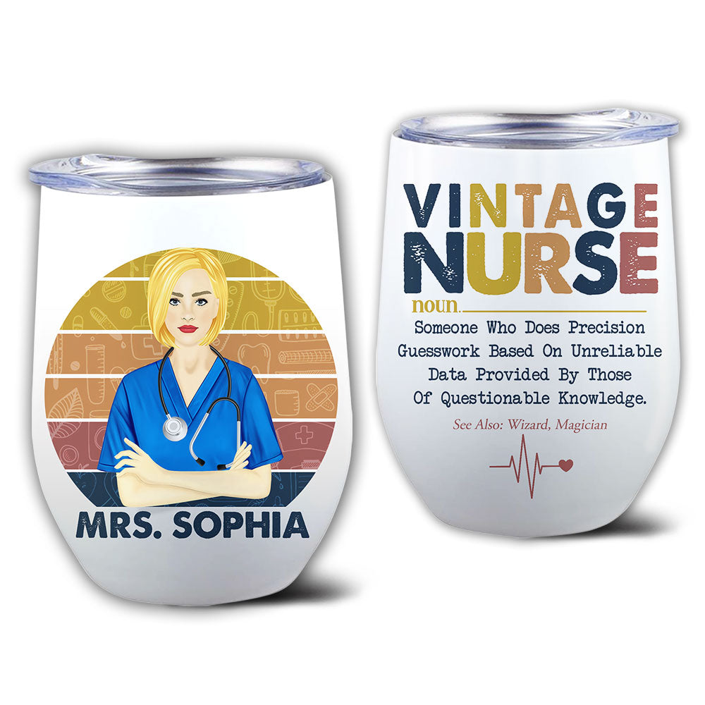 Personalized Vintage Nurse Wine Tumbler