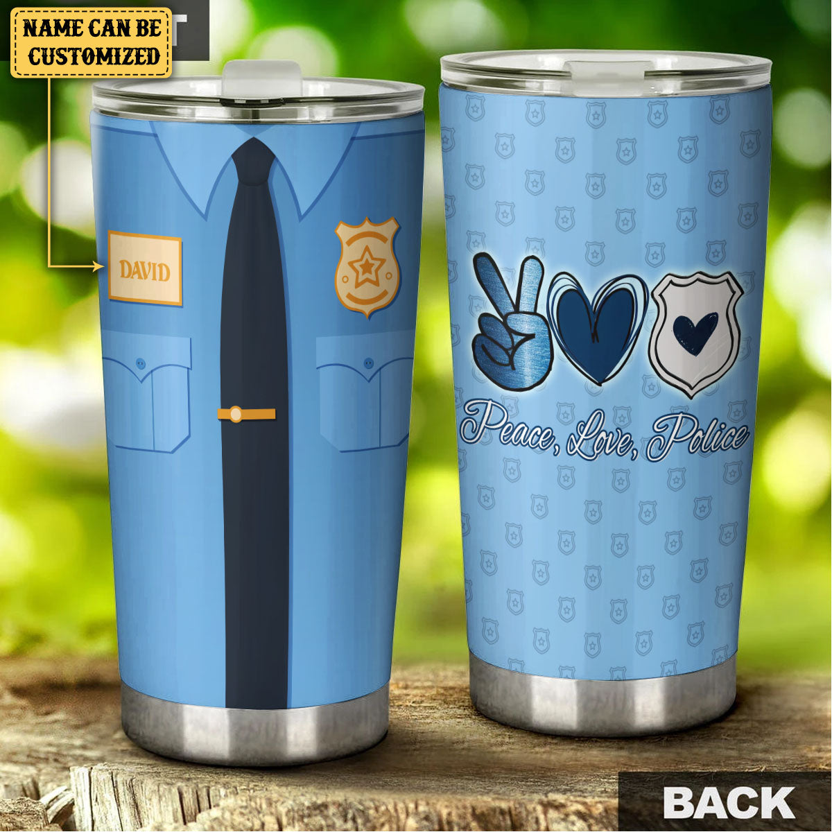 Personalized Peace Love Police Tumbler