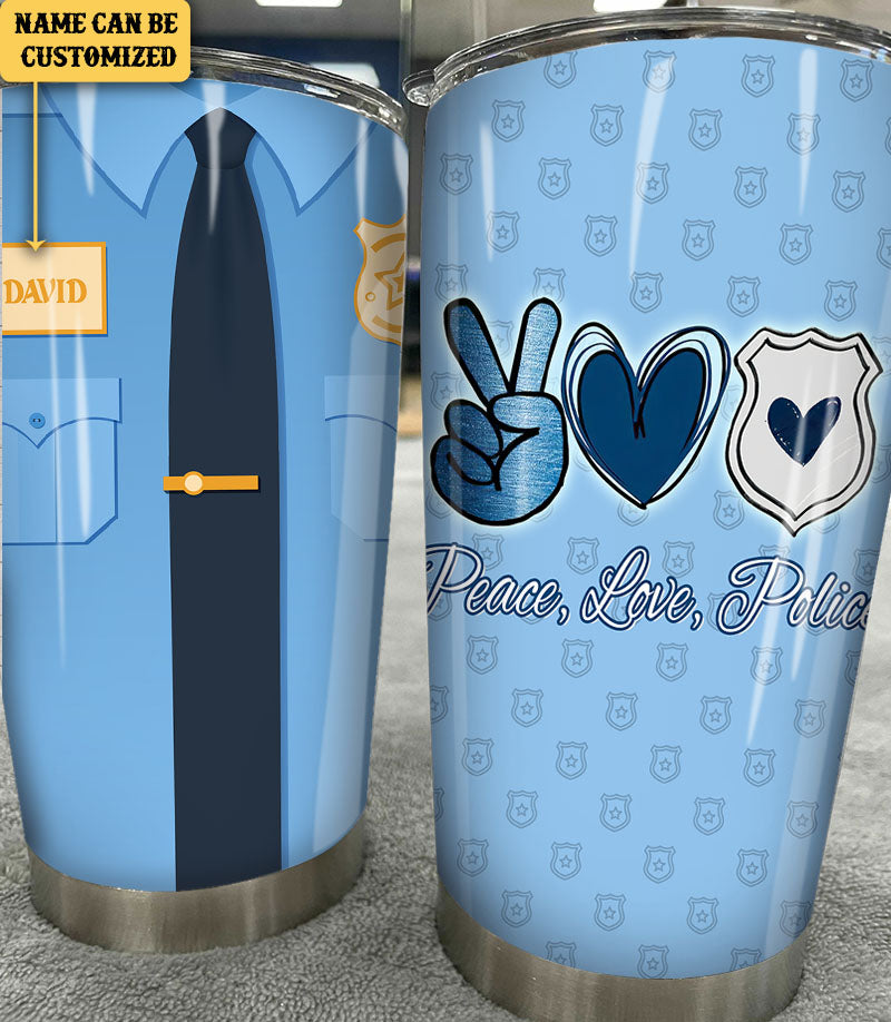 Personalized Peace Love Police Tumbler