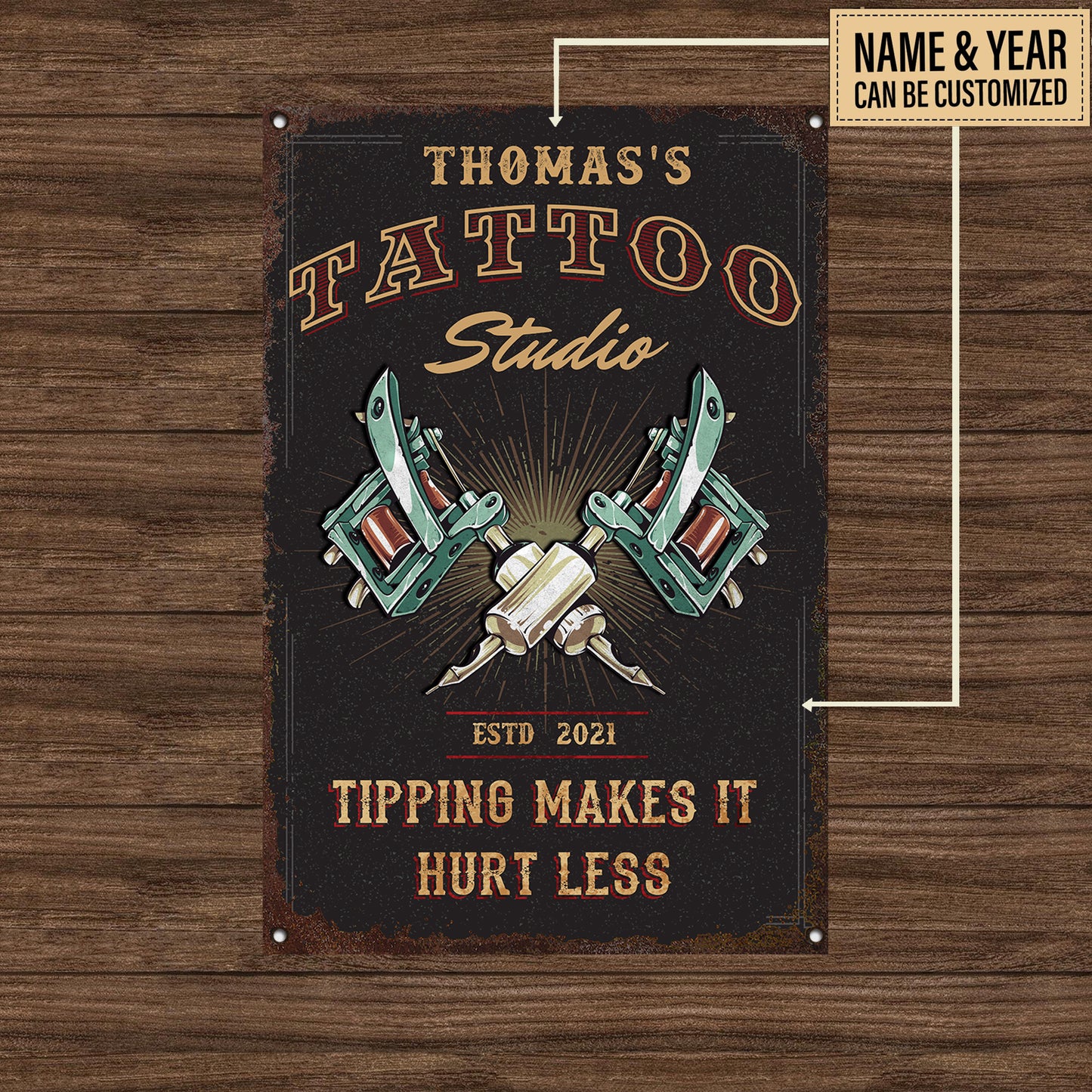 Personalized Tattoo Studio Classic Metal Sign