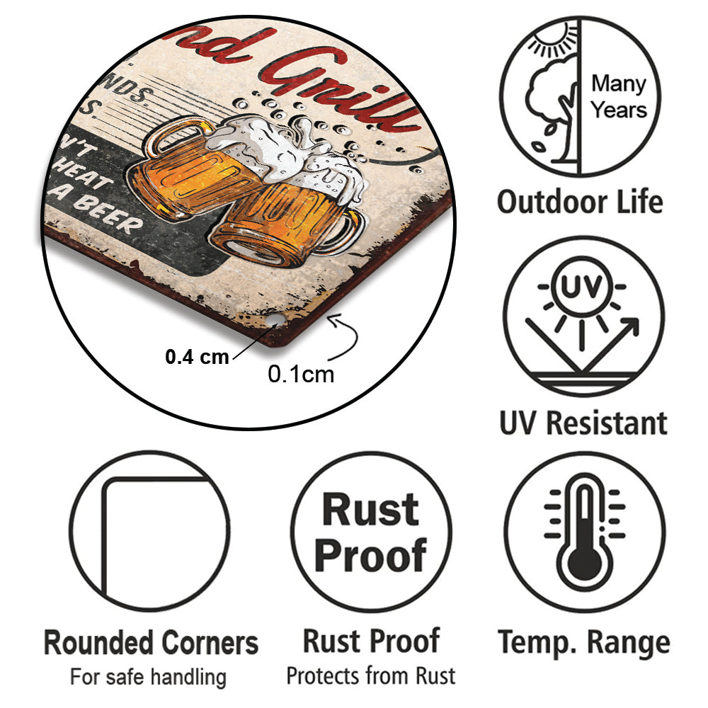 Personalized Backyard Bar & Grill Classic Metal Sign