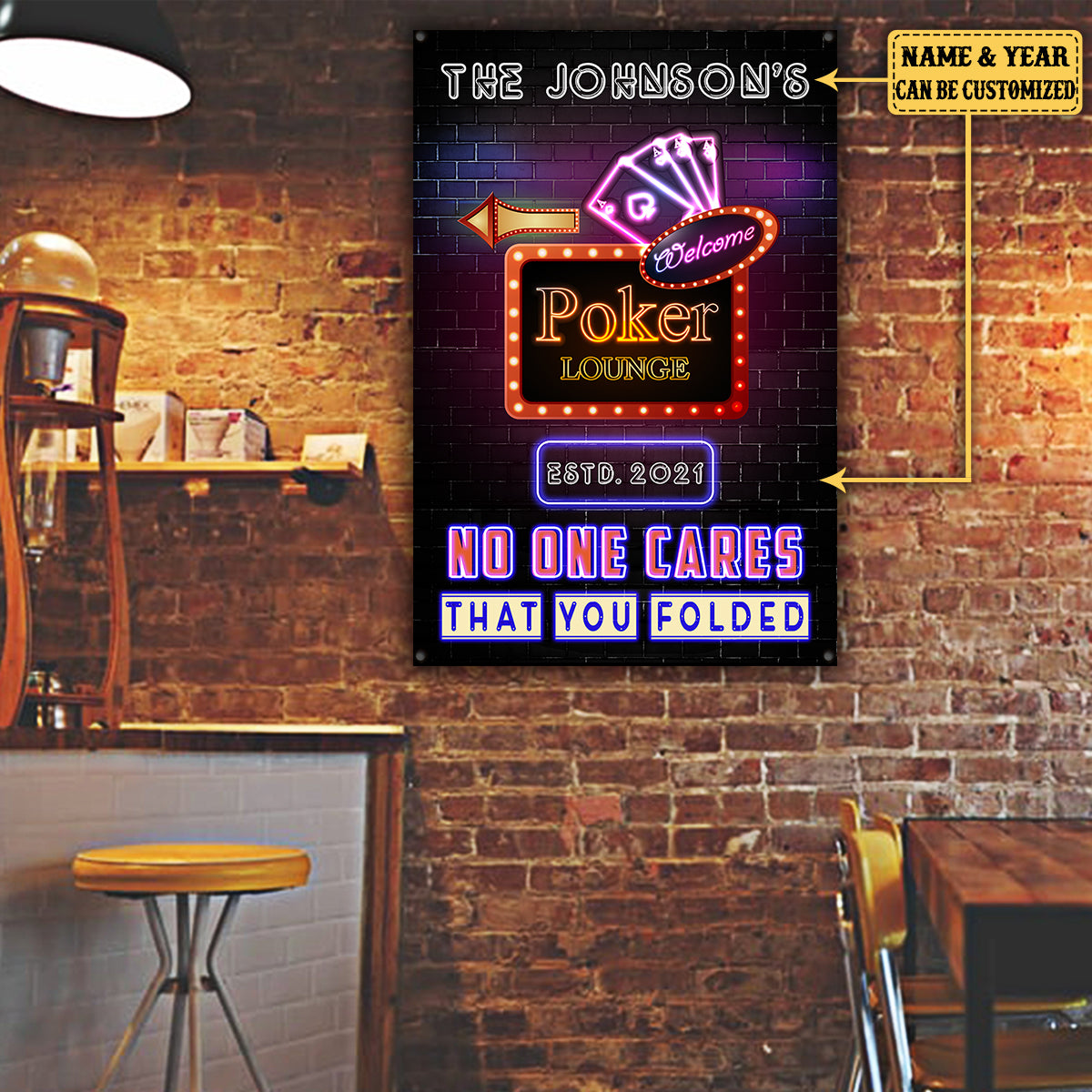 Personalized Poker Lounge No One Cares That You Folded Metal Sign