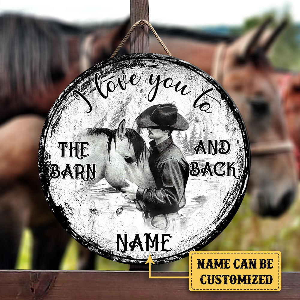 Personalized Cowboy Horse Barn Wood Round Sign