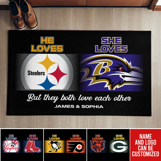 He Loves, She Loves -  Customized Doormat - Anti Slip Indoor Doormat (clt)