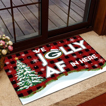 We Jolly AF in here Doormat - Anti Slip Indoor Doormat - GRBPK