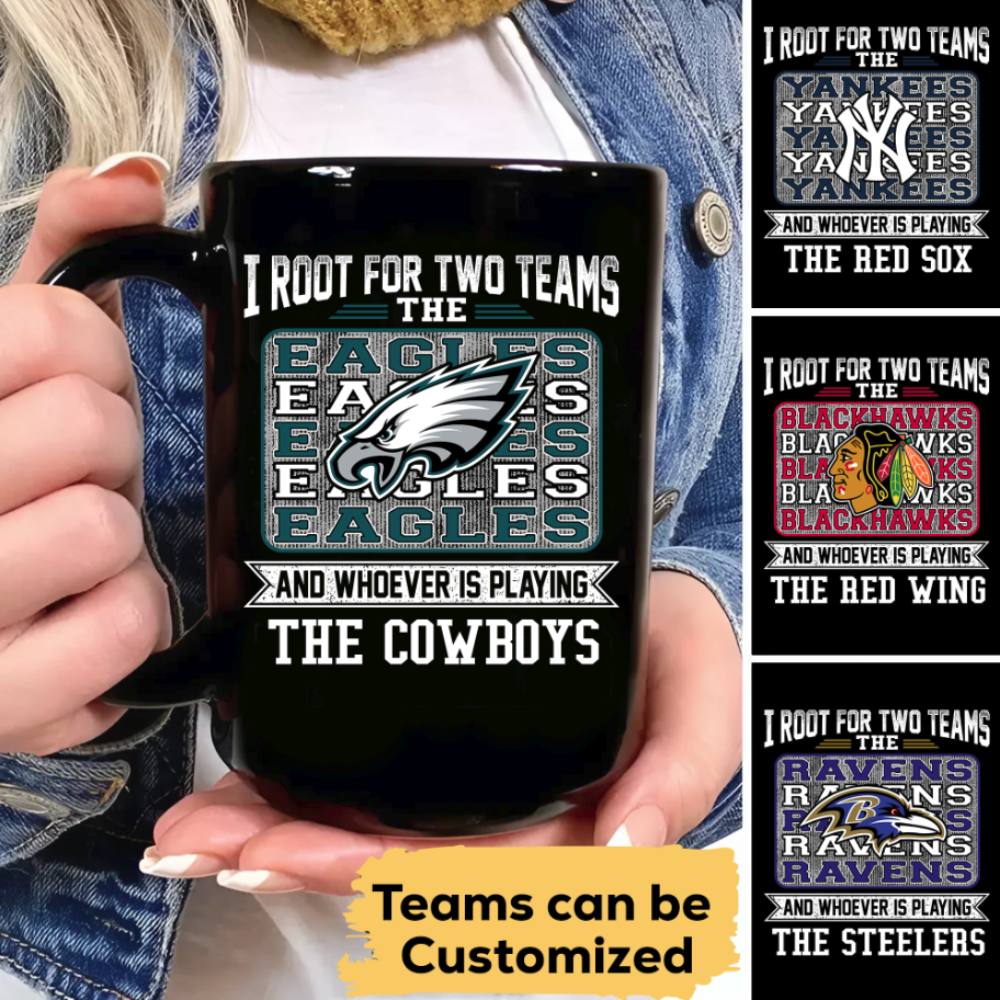 Customized Ceramic Mugs - I Root for Two Teams