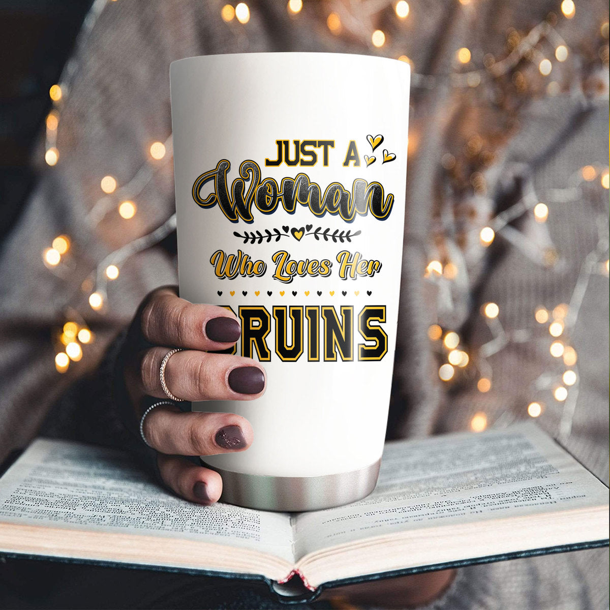 Just A Woman Who Loves Her Boston Hockey Tumbler