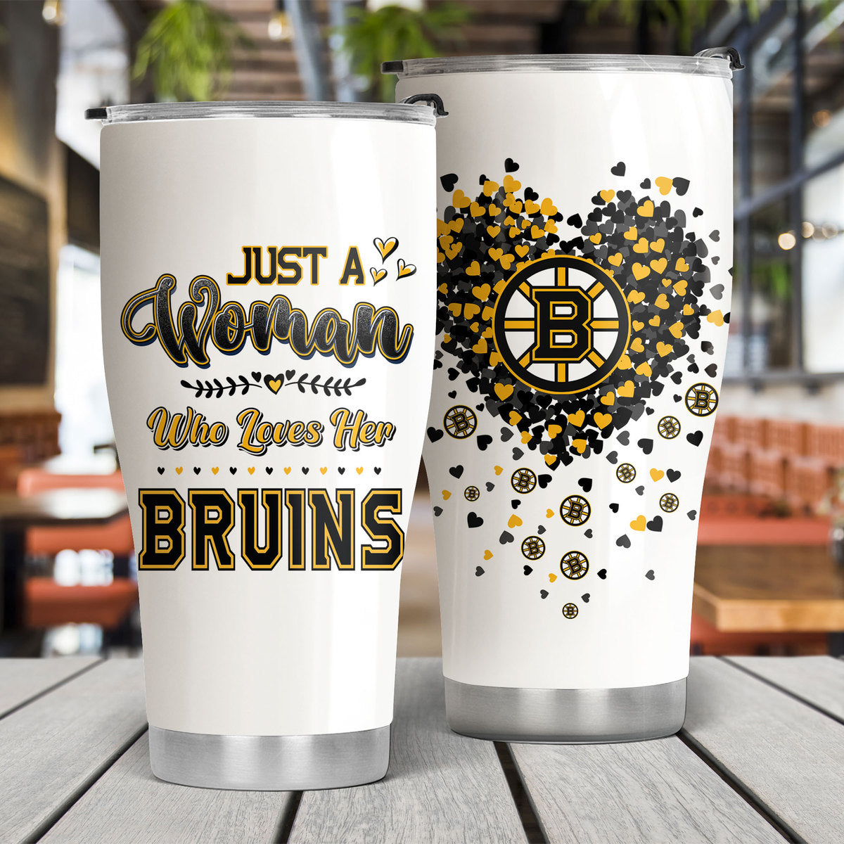 Just A Woman Who Loves Her Boston Hockey Tumbler