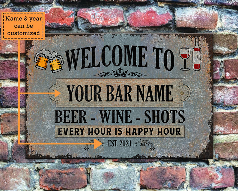 Personalized Beer - Wine - Shots Classic Metal Sign