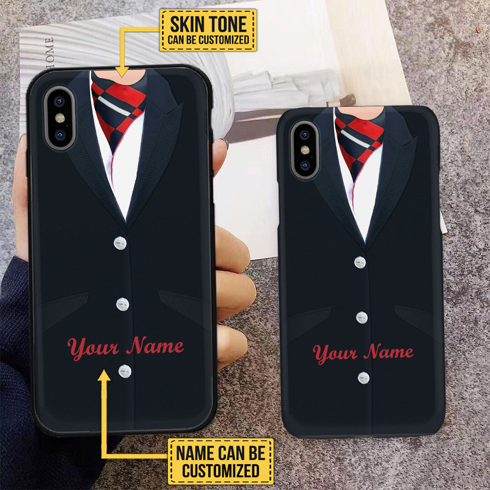 Personalized Flight Attendant Glass Phone Case