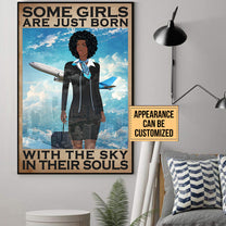 Personalized Flight Attendant Some Girls Are Just Born With The Sky In Their Souls Poster & Canvas