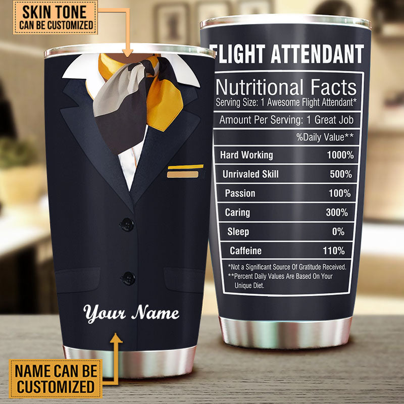 Personalized Flight Attendant Nutritional Facts Tumbler