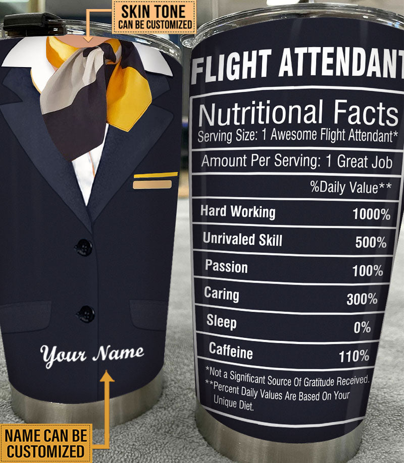 Personalized Flight Attendant Nutritional Facts Tumbler