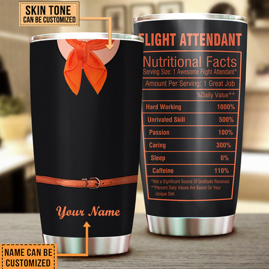 Personalized Flight Attendant Nutritional Facts Tumbler