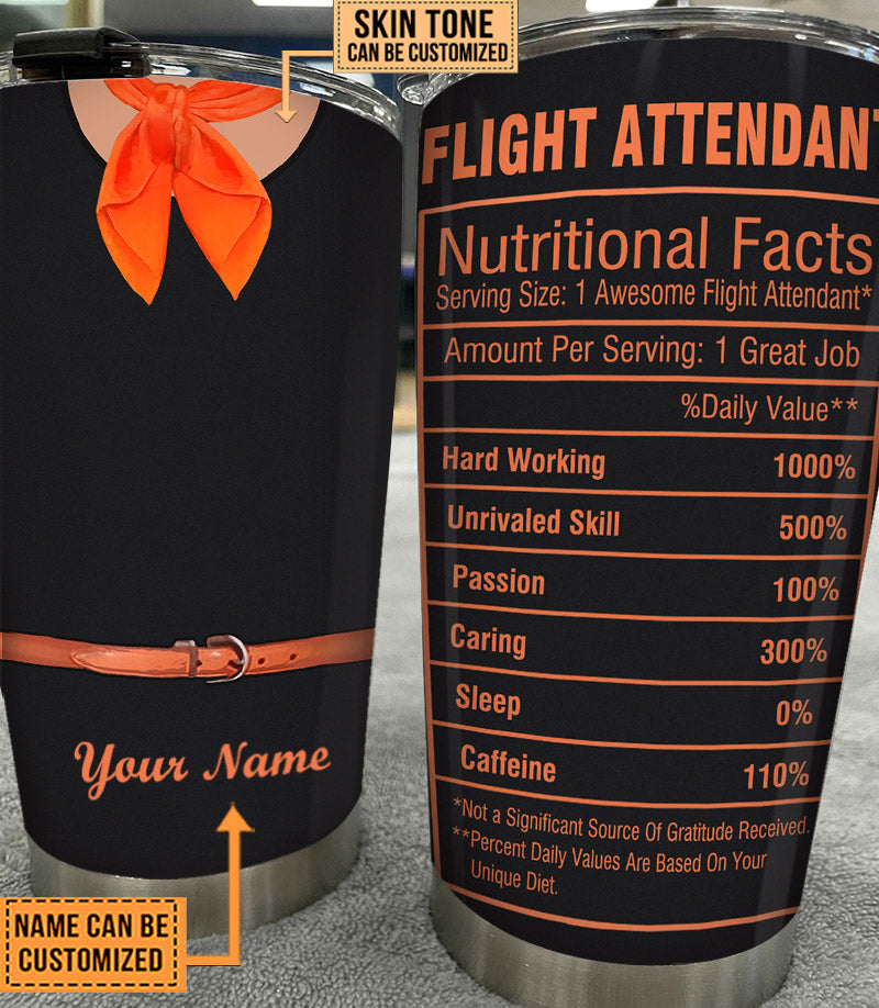 Personalized Flight Attendant Nutritional Facts Tumbler