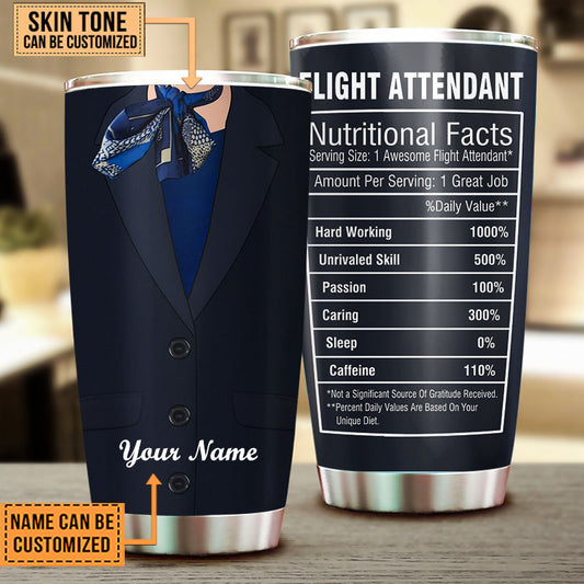 Personalized Flight Attendant Nutritional Facts Tumbler