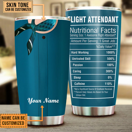 Personalized Flight Attendant Nutritional Facts Tumbler