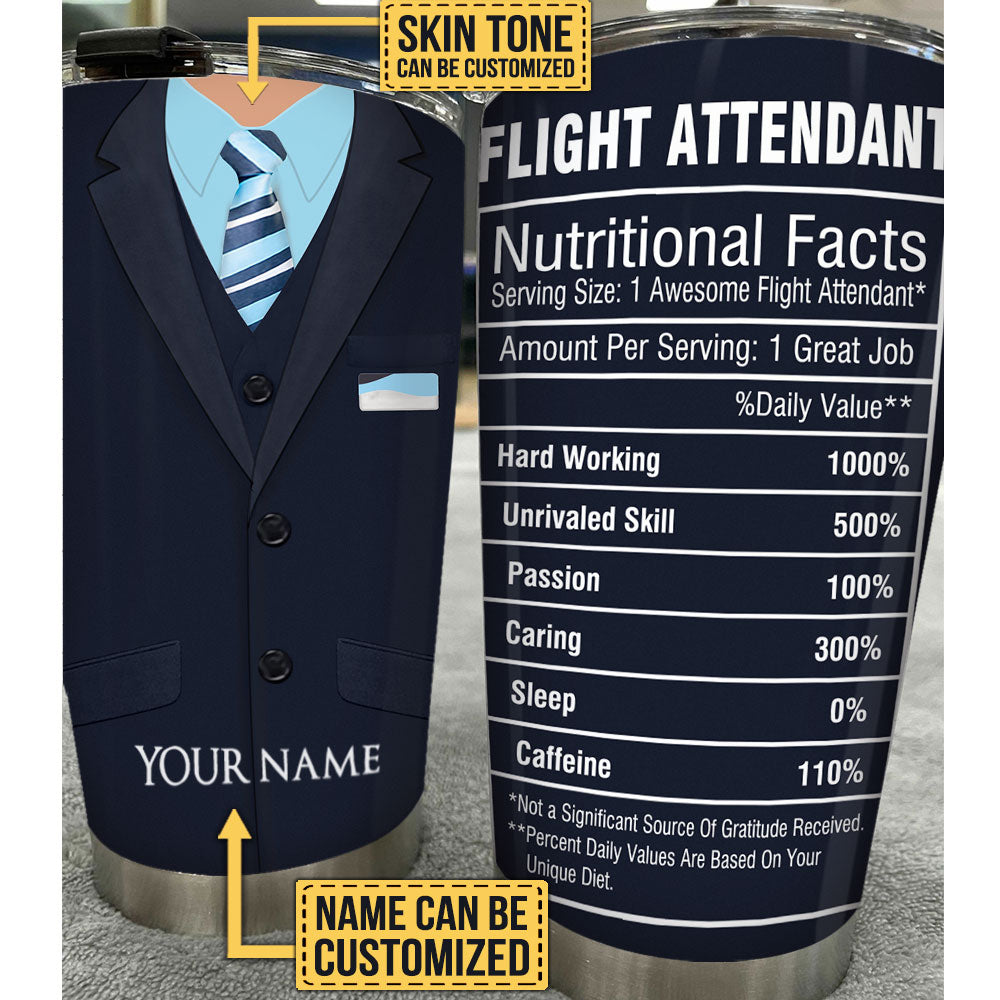 Personalized Flight Attendant Nutritional Facts Tumbler