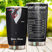 Personalized Flight Attendant Nutritional Facts Tumbler