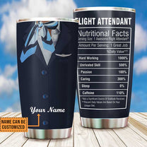Personalized Flight Attendant Nutritional Facts Tumbler