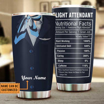 Personalized Flight Attendant Nutritional Facts Tumbler