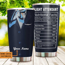 Personalized Flight Attendant Nutritional Facts Tumbler
