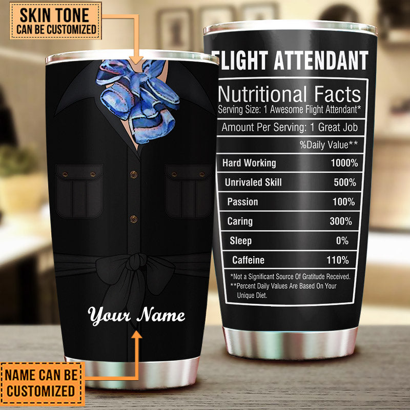 Personalized Flight Attendant Nutritional Facts Tumbler