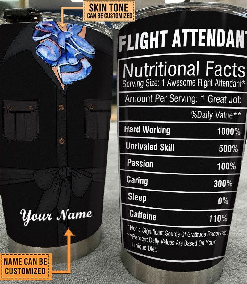 Personalized Flight Attendant Nutritional Facts Tumbler