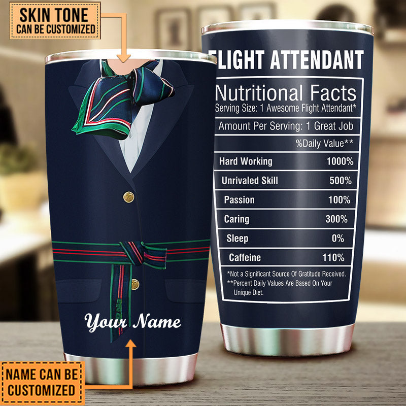 Personalized Flight Attendant Nutritional Facts Tumbler