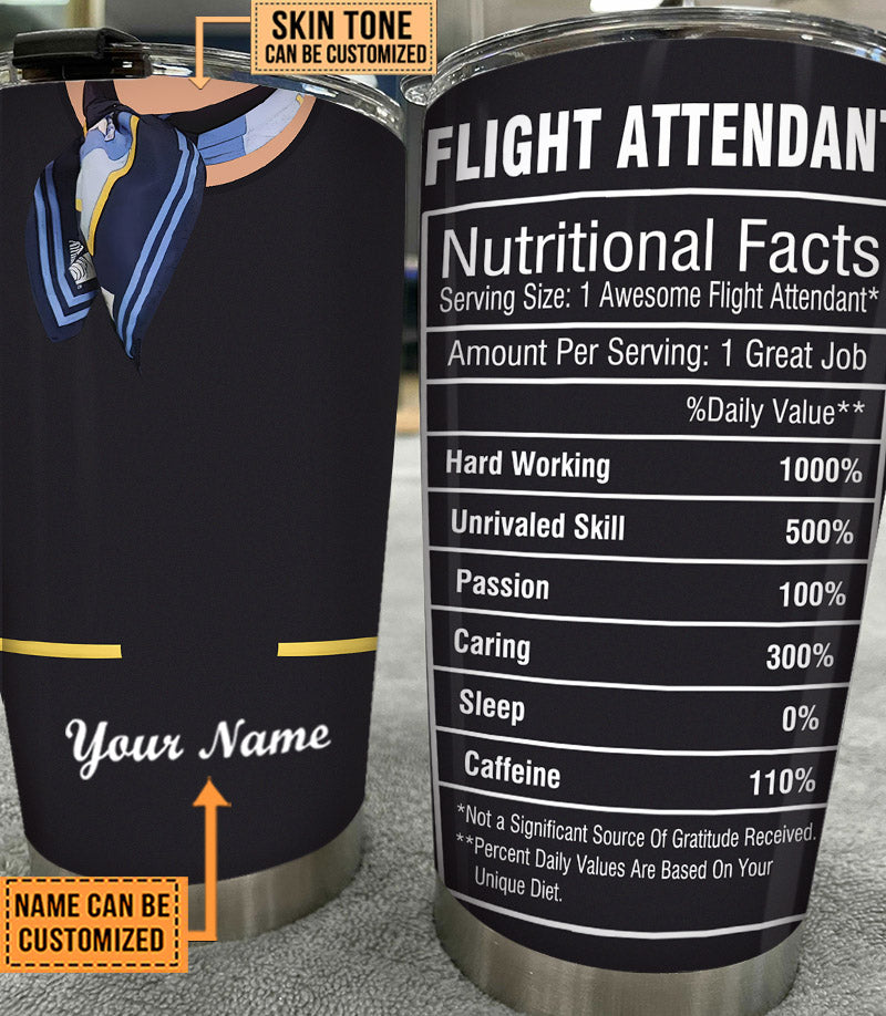 Personalized Flight Attendant Nutritional Facts Tumbler