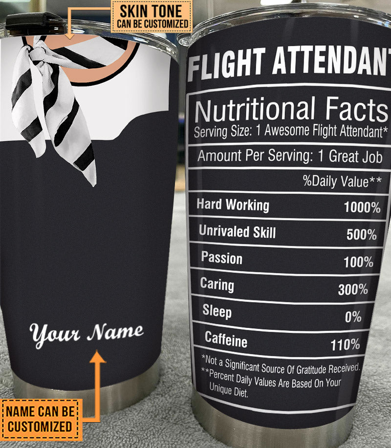 Personalized Flight Attendant Nutritional Facts Tumbler