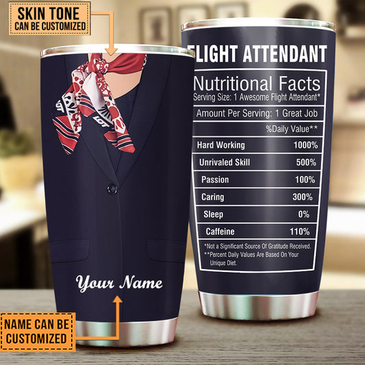 Personalized Flight Attendant Nutritional Facts Tumbler