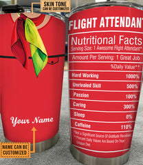 Personalized Flight Attendant Nutritional Facts Tumbler